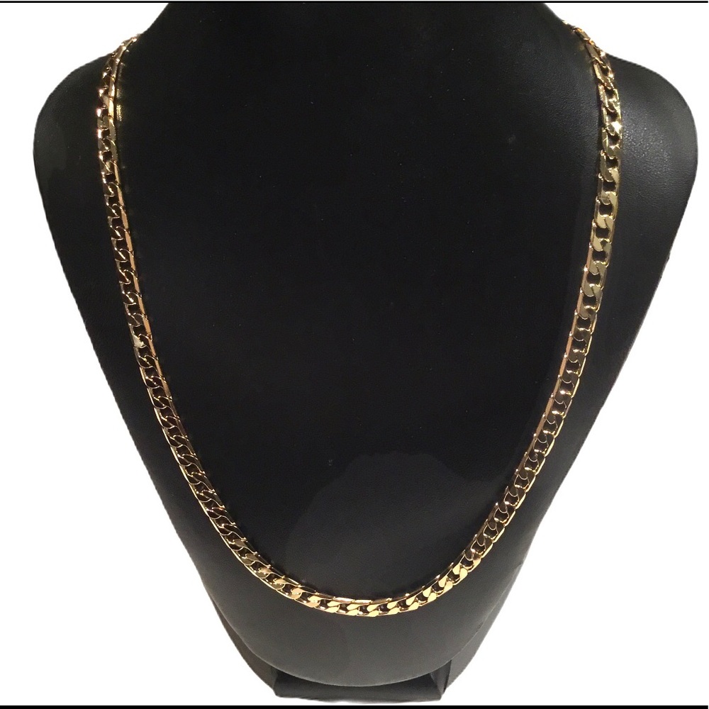 14K Gold Plated Cuban Link Chain Metal Necklace